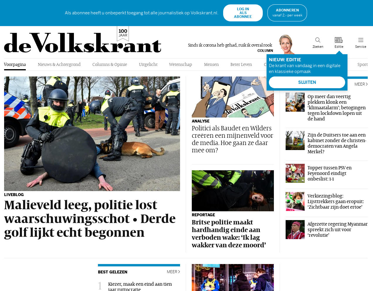 Volkskrant bericht als enige op 14 maart 2021 dat de derde golf begonnen lijkt